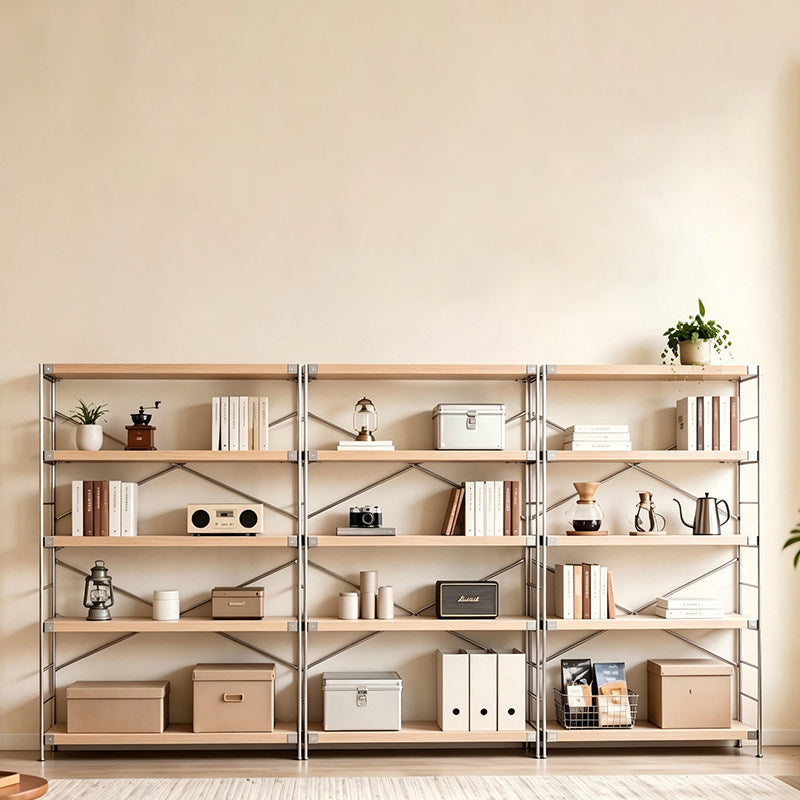Modern Multi-Tier Storage Shelving Unit With Particleboard Shelves &amp; Carbon Steel Frame - Open Storage Shelf For Living Room, Bedroom &amp; Home Office