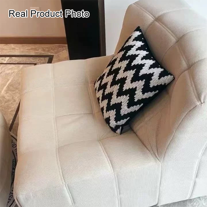 Moderner minimalistischer Cord Falsches Leder Rechteckiger Akzentstuhl Rückenlehne Armlos Für Wohnzimmer 
