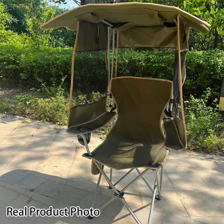 Modern Minimalist Rectangular Oxford Fabric Carbon Steel Folding Sunshade Camping Chair Backrest Armrest For Outdoor