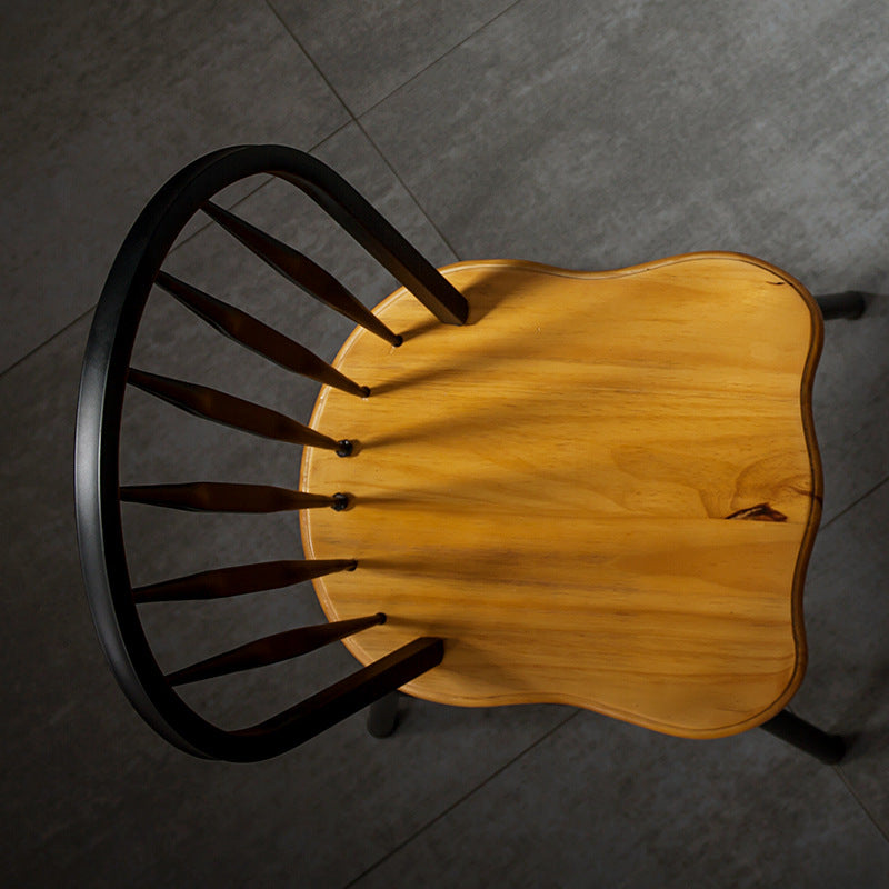 Modern Art Deco Rectangular Pine Wood Carbon Steel Dining Chair Backrest Armless For Dining Room &amp; Kitchen