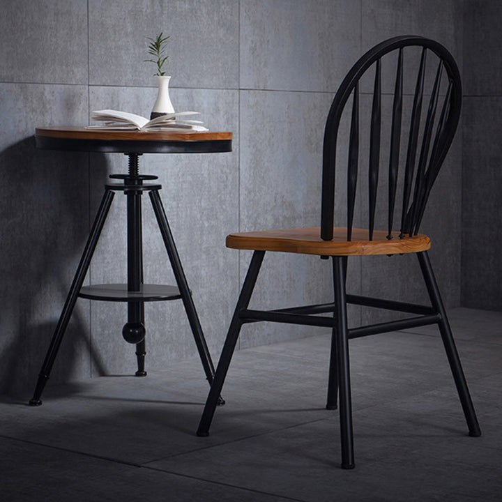 Modern Art Deco Rectangular Pine Wood Carbon Steel Dining Chair Backrest Armless For Dining Room &amp; Kitchen