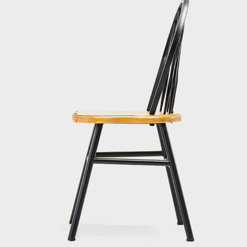 Modern Art Deco Rectangular Pine Wood Carbon Steel Dining Chair Backrest Armless For Dining Room &amp; Kitchen