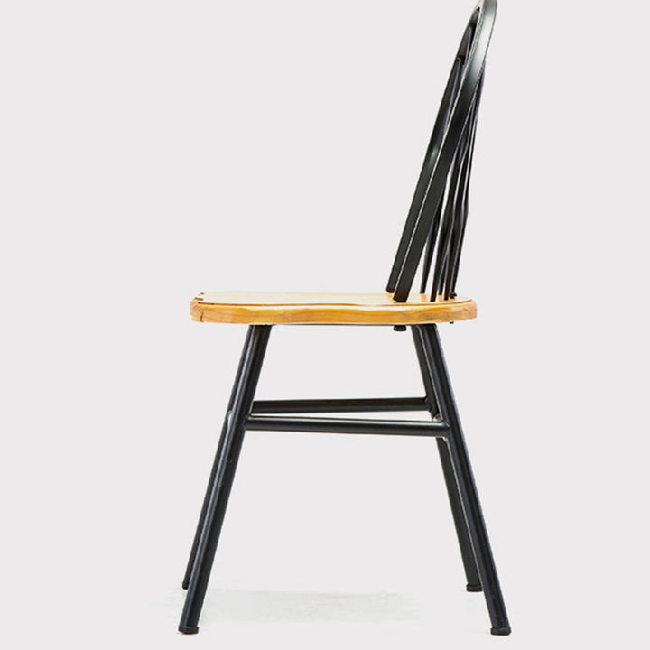 Modern Art Deco Rectangular Pine Wood Carbon Steel Dining Chair Backrest Armless For Dining Room &amp; Kitchen