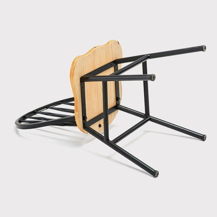 Modern Art Deco Rectangular Pine Wood Carbon Steel Dining Chair Backrest Armless For Dining Room &amp; Kitchen