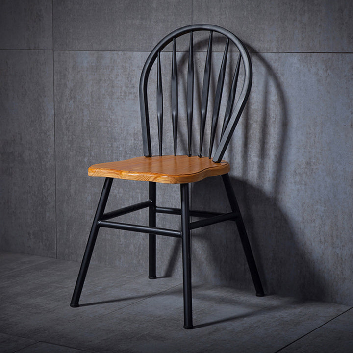 Modern Art Deco Rectangular Pine Wood Carbon Steel Dining Chair Backrest Armless For Dining Room &amp; Kitchen