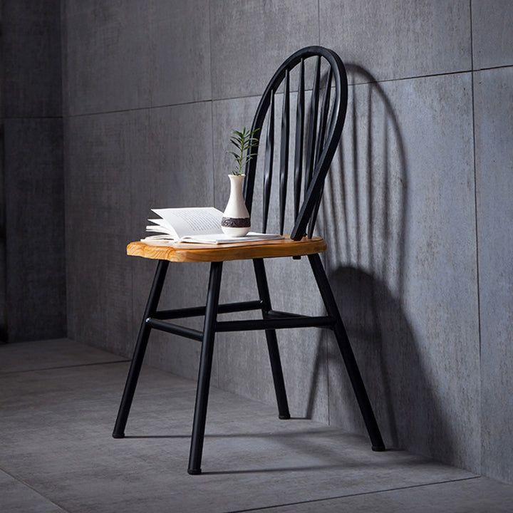 Modern Art Deco Rectangular Pine Wood Carbon Steel Dining Chair Backrest Armless For Dining Room &amp; Kitchen