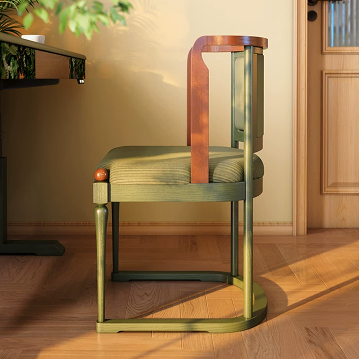 Vintage Upholstered Dining Chair - Ash Wood Frame High Resilience Sponge Cushion Lounge Chair For Kitchen &amp; Dining Room