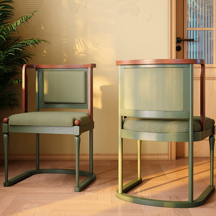 Vintage Upholstered Dining Chair - Ash Wood Frame High Resilience Sponge Cushion Lounge Chair For Kitchen & Dining Room
