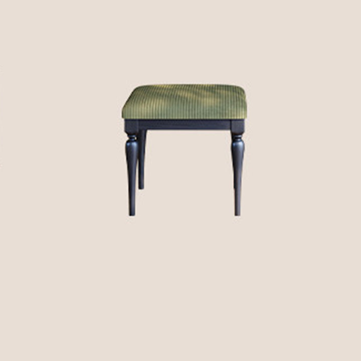 Taburete tocador de estilo francés tradicional - Taburete para tocador con tapizado de pana y estructura de madera maciza de fresno para dormitorio 