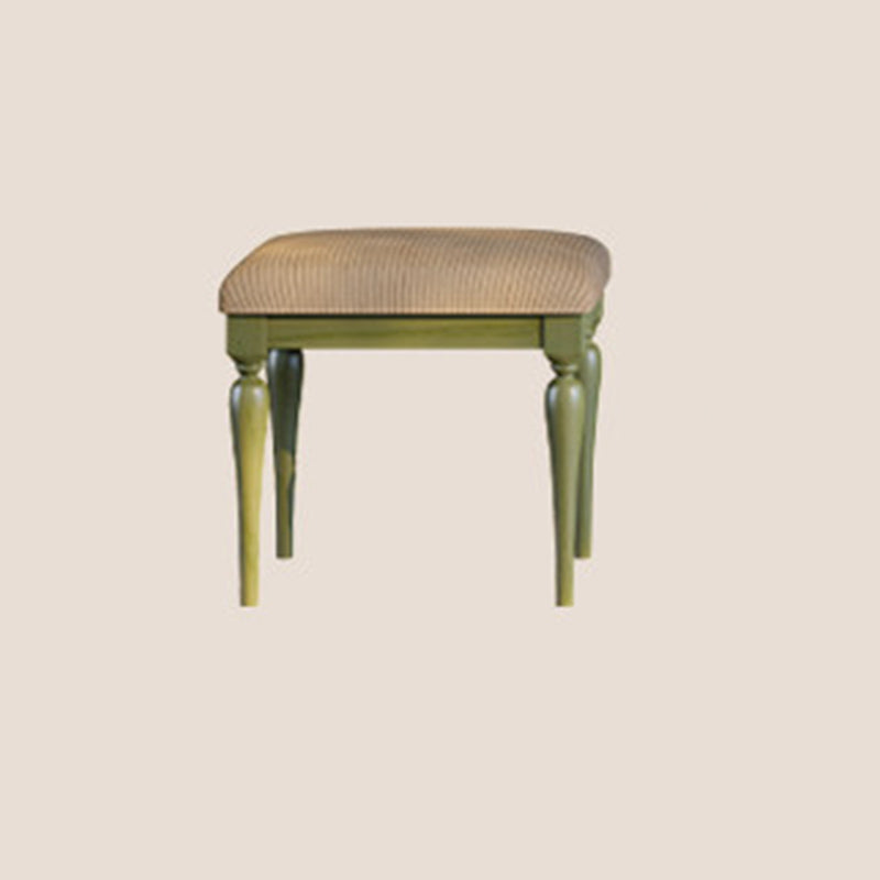 Taburete tocador de estilo francés tradicional - Taburete para tocador con tapizado de pana y estructura de madera maciza de fresno para dormitorio 