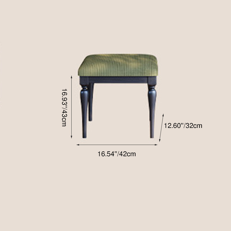 Taburete tocador de estilo francés tradicional - Taburete para tocador con tapizado de pana y estructura de madera maciza de fresno para dormitorio 