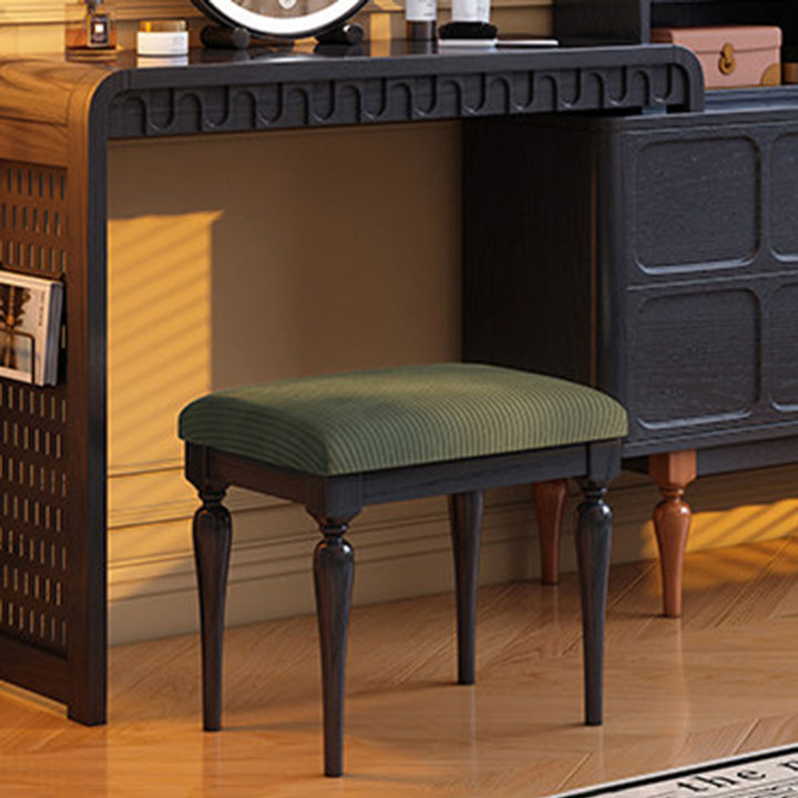 Taburete tocador de estilo francés tradicional - Taburete para tocador con tapizado de pana y estructura de madera maciza de fresno para dormitorio 