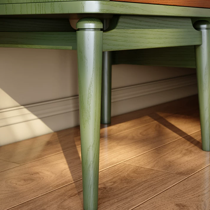 Mesita de noche retro de madera maciza de fresno - mesilla de 1 cajón para dormitorio con tirador oculto y panel empotrado 