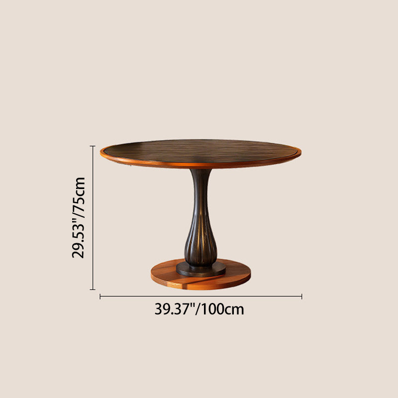 Mesa de comedor redonda Mid-Century con tablero grueso - Mesa con pata pedestal estable de madera de fresno resistente a la humedad para 2-4 plazas 