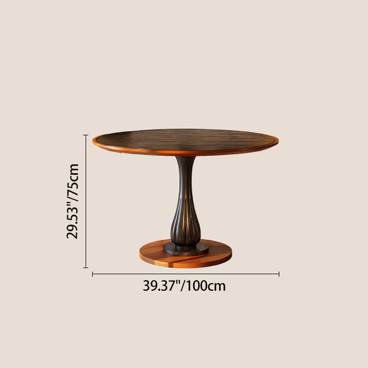 Mesa de comedor redonda Mid-Century con tablero grueso - Mesa con pata pedestal estable de madera de fresno resistente a la humedad para 2-4 plazas 