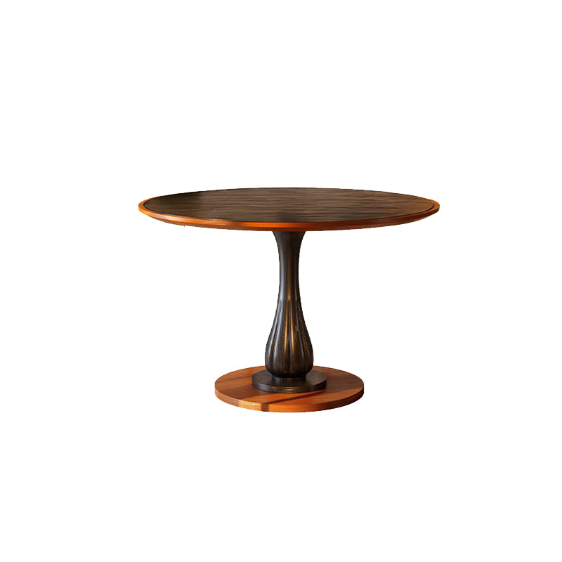 Mesa de comedor redonda Mid-Century con tablero grueso - Mesa con pata pedestal estable de madera de fresno resistente a la humedad para 2-4 plazas 
