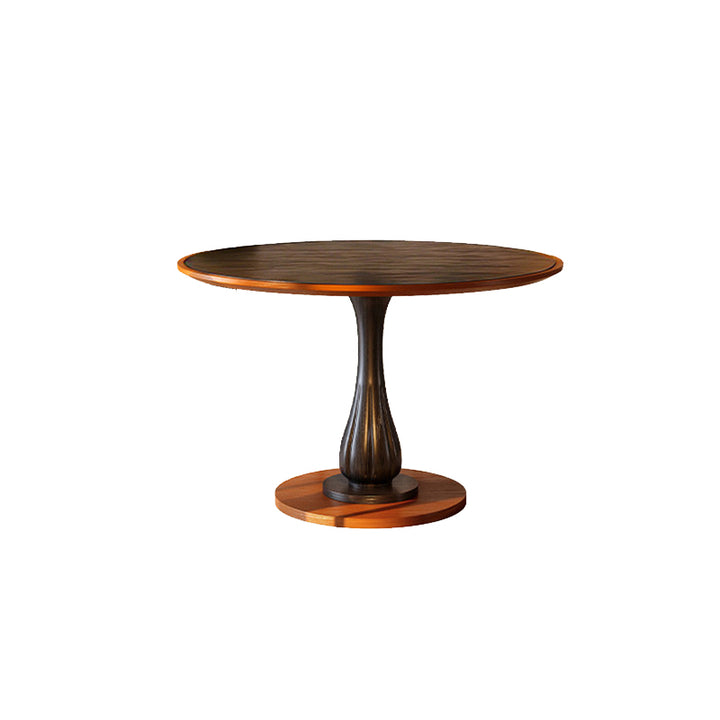 Mesa de comedor redonda Mid-Century con tablero grueso - Mesa con pata pedestal estable de madera de fresno resistente a la humedad para 2-4 plazas 