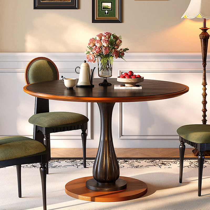 Mesa de comedor redonda Mid-Century con tablero grueso - Mesa con pata pedestal estable de madera de fresno resistente a la humedad para 2-4 plazas 