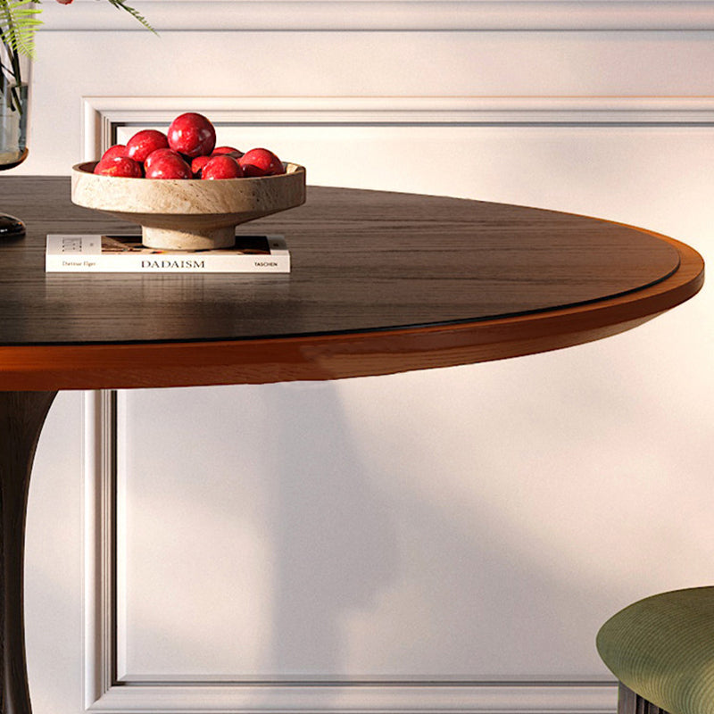 Mesa de comedor redonda Mid-Century con tablero grueso - Mesa con pata pedestal estable de madera de fresno resistente a la humedad para 2-4 plazas 