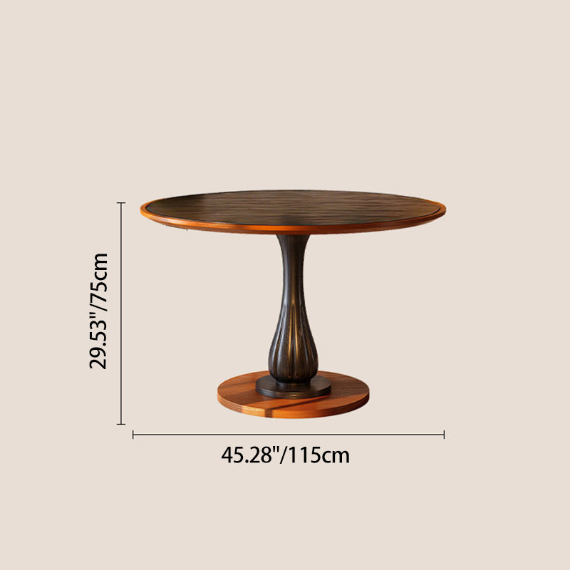 Mesa de comedor redonda Mid-Century con tablero grueso - Mesa con pata pedestal estable de madera de fresno resistente a la humedad para 2-4 plazas 
