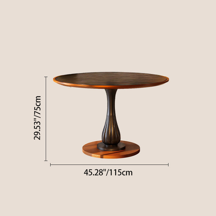 Mesa de comedor redonda Mid-Century con tablero grueso - Mesa con pata pedestal estable de madera de fresno resistente a la humedad para 2-4 plazas 