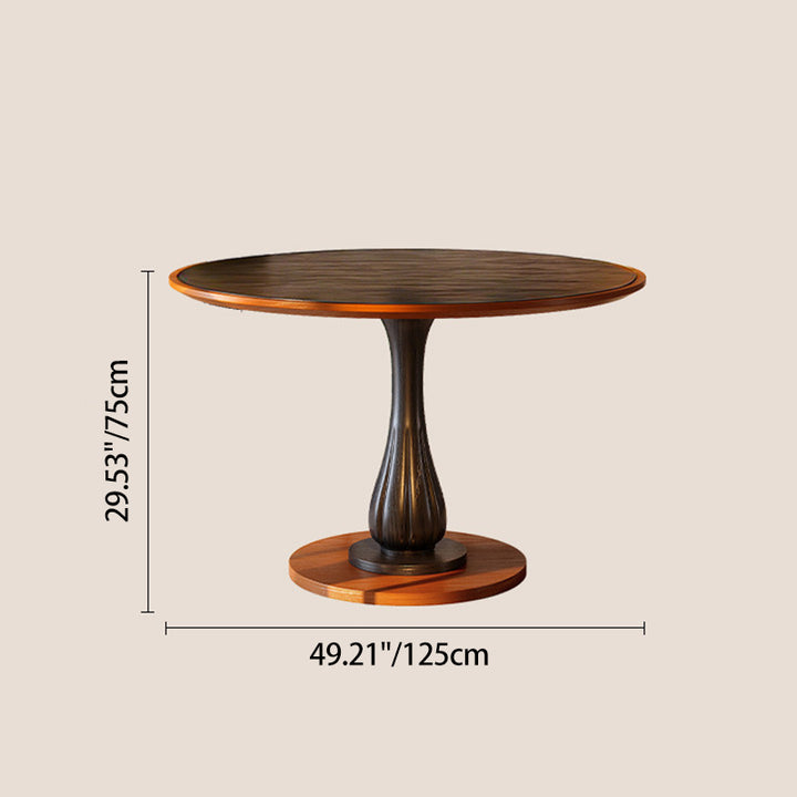 Mesa de comedor redonda Mid-Century con tablero grueso - Mesa con pata pedestal estable de madera de fresno resistente a la humedad para 2-4 plazas 