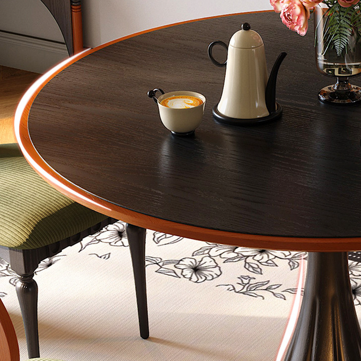 Mesa de comedor redonda Mid-Century con tablero grueso - Mesa con pata pedestal estable de madera de fresno resistente a la humedad para 2-4 plazas 