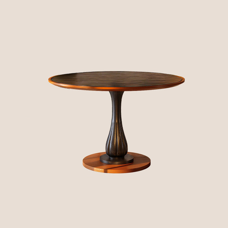 Mesa de comedor redonda Mid-Century con tablero grueso - Mesa con pata pedestal estable de madera de fresno resistente a la humedad para 2-4 plazas 