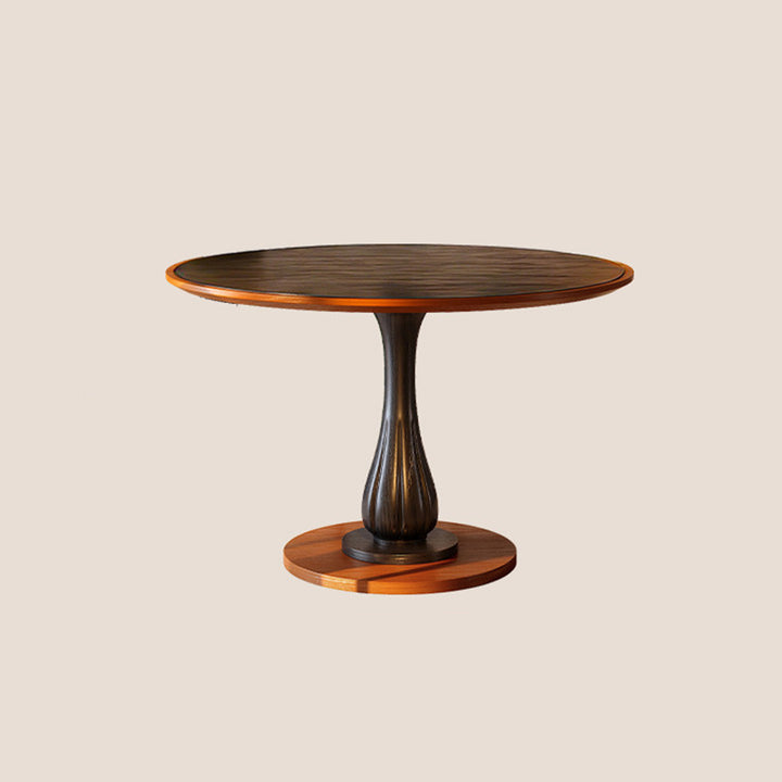 Mesa de comedor redonda Mid-Century con tablero grueso - Mesa con pata pedestal estable de madera de fresno resistente a la humedad para 2-4 plazas 