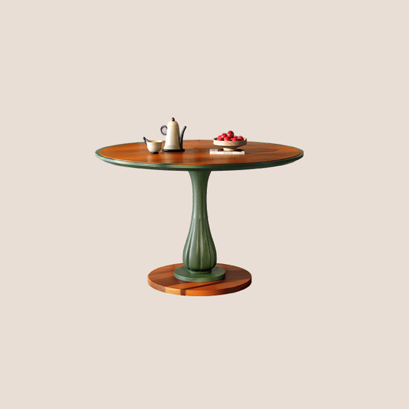 Mesa de comedor redonda Mid-Century con tablero grueso - Mesa con pata pedestal estable de madera de fresno resistente a la humedad para 2-4 plazas 