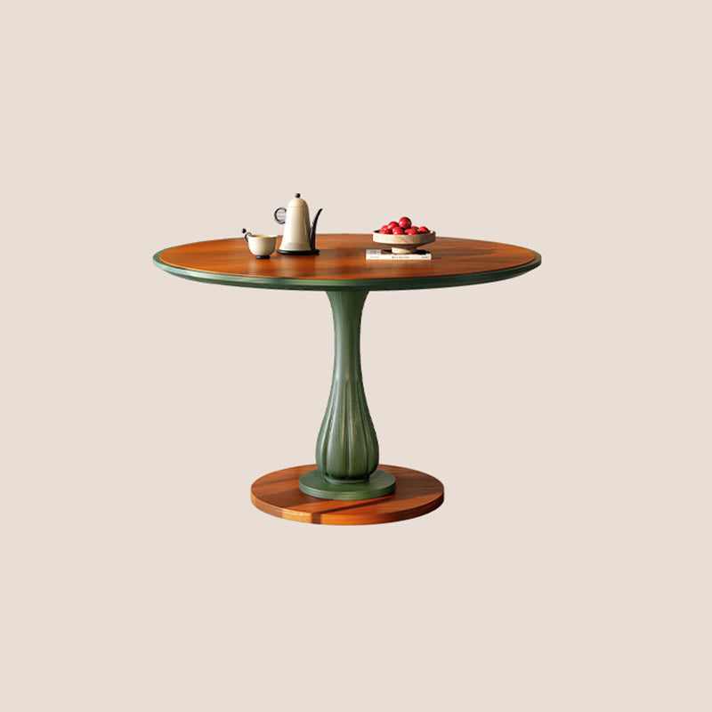 Mesa de comedor redonda Mid-Century con tablero grueso - Mesa con pata pedestal estable de madera de fresno resistente a la humedad para 2-4 plazas 