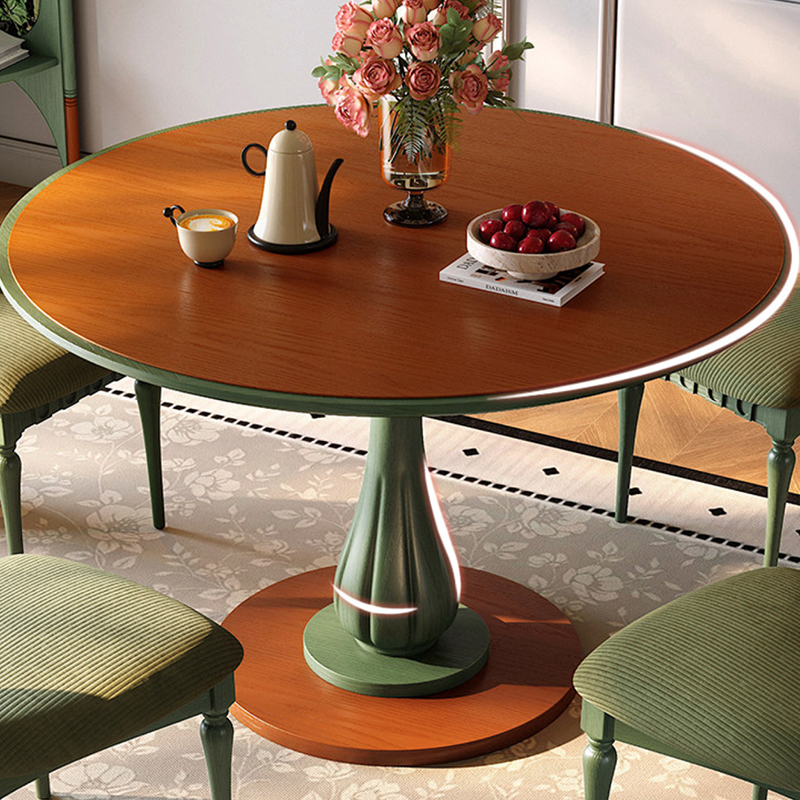 Mesa de comedor redonda Mid-Century con tablero grueso - Mesa con pata pedestal estable de madera de fresno resistente a la humedad para 2-4 plazas 