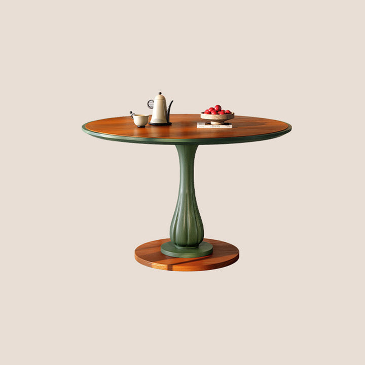 Mesa de comedor redonda Mid-Century con tablero grueso - Mesa con pata pedestal estable de madera de fresno resistente a la humedad para 2-4 plazas 
