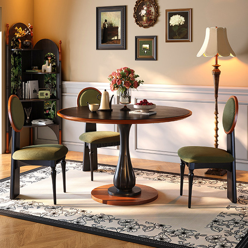 Mesa de comedor redonda Mid-Century con tablero grueso - Mesa con pata pedestal estable de madera de fresno resistente a la humedad para 2-4 plazas 