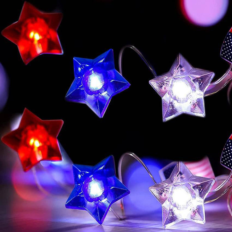 Lumière LED à cordes avec boîte à piles étanche, drapeau peint lumineux, 30/50 lumières, décoration moderne Art Déco pour le jour de l&