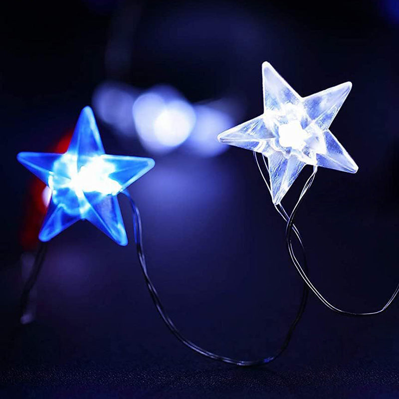 Lumière LED à cordes avec boîte à piles étanche, drapeau peint lumineux, 30/50 lumières, décoration moderne Art Déco pour le jour de l&