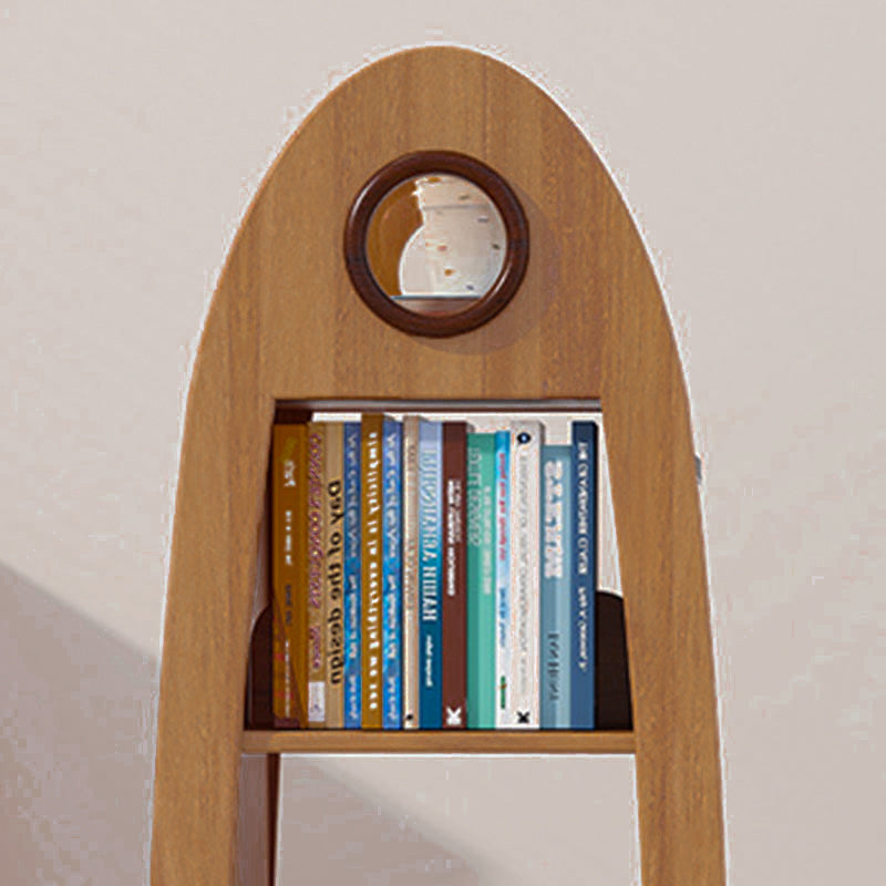 Bibliothèque pivotante en bois massif de style fusée, créative et contemporaine, avec rangement à 4 niveaux pour salon et chambre à coucher 