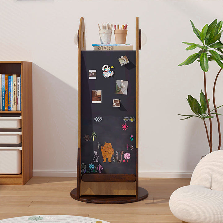 Bibliothèque pivotante en bois massif de style fusée, créative et contemporaine, avec rangement à 4 niveaux pour salon et chambre à coucher 
