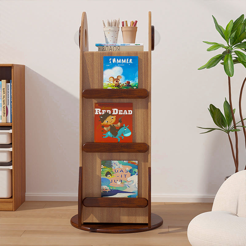 Bibliothèque pivotante en bois massif de style fusée, créative et contemporaine, avec rangement à 4 niveaux pour salon et chambre à coucher 