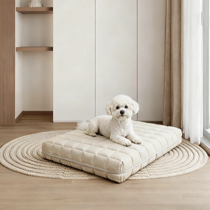 Modern Minimalist Cotton Linen Rectangular All-season Improving Sleep Pet Bed Dog Bed With Washable Cover For Living Room