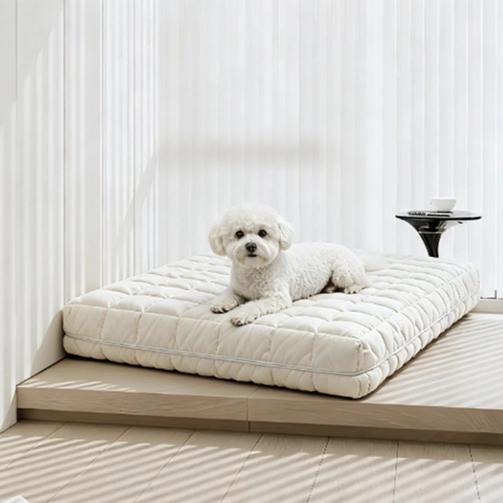 Modern Minimalist Cotton Linen Rectangular All-season Improving Sleep Pet Bed Dog Bed With Washable Cover For Living Room