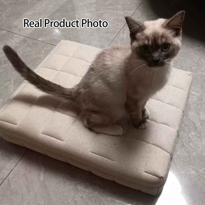 Modern Minimalist Cotton Linen Rectangular All-season Improving Sleep Pet Bed Dog Bed With Washable Cover For Living Room
