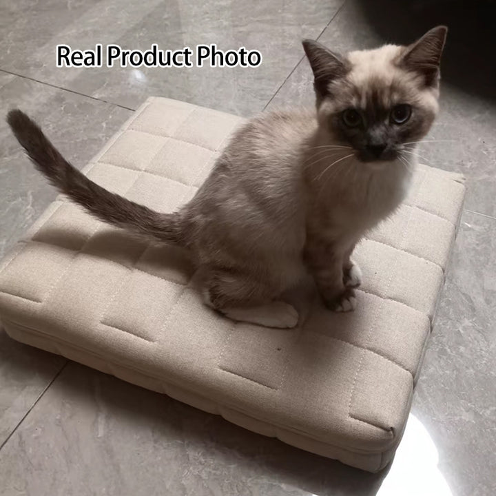 Modern Minimalist Cotton Linen Rectangular All-season Improving Sleep Pet Bed Dog Bed With Washable Cover For Living Room