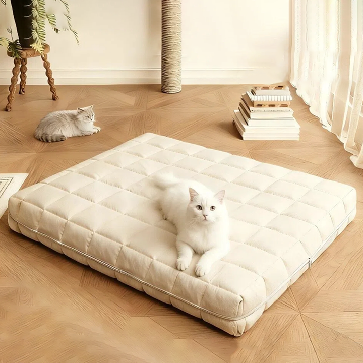 Modern Minimalist Cotton Linen Rectangular All-season Improving Sleep Pet Bed Dog Bed With Washable Cover For Living Room