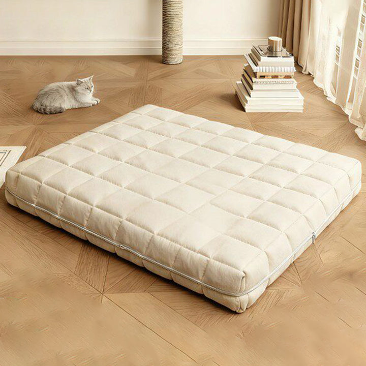 Modern Minimalist Cotton Linen Rectangular All-season Improving Sleep Pet Bed Dog Bed With Washable Cover For Living Room