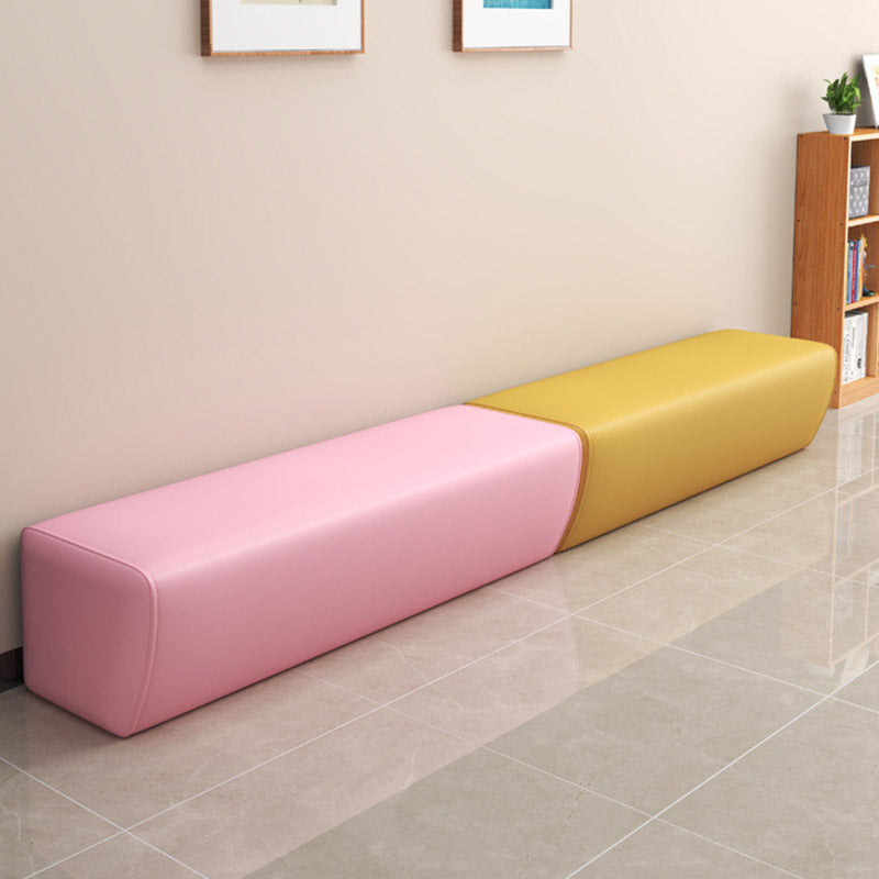 Banco rectangular sin respaldo de madera maciza minimalista moderna con cuero sintético para entrada 