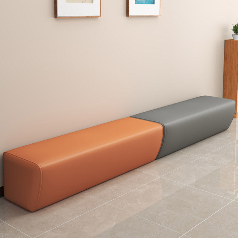Banco rectangular sin respaldo de madera maciza minimalista moderna con cuero sintético para entrada 