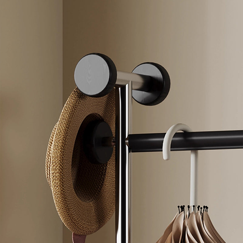 Zeitgenössische rechteckige Garderobe mit Schuhbank im Retro-Stil aus Kautschukholz, Edelstahl und Kunstleder, mit Haken, multifunktionale Flur-Organizer-Aufbewahrung 