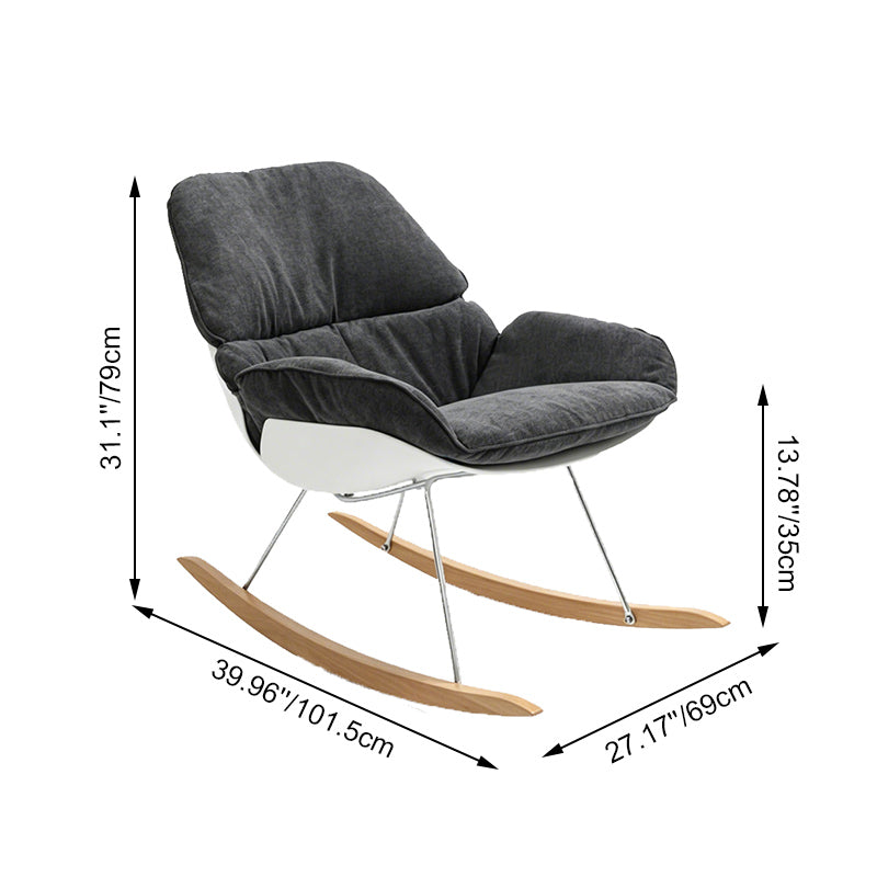 Contemporary Nordic Upholstered Rocking Chair - Ergonomic Steel PP Fabric Solid Wood Lounge Chair For Living Room, Bedroom &amp; Reading Nook