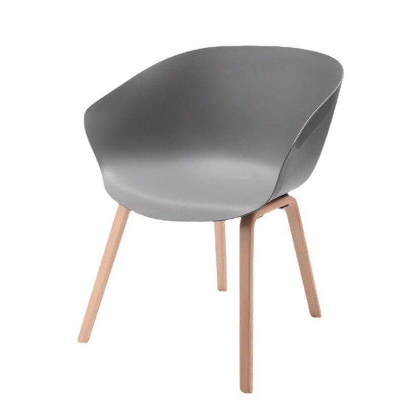 Contemporary Nordic Dining Chair With Arms - Curved PP Seat, Solid Beech Wood Legs, Set Of 4